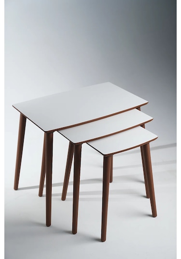 İstanbul Orta Sehpa Ve 3'lü Zigon Sehpa Seti Beyaz