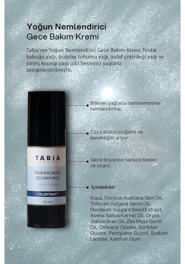 Tabia Yoğun Nemlendirici Gece Bakım Kremi 30 ML