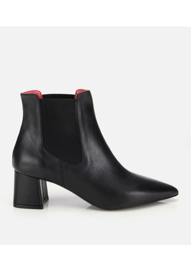 Hotiç Kadın Deri Siyah Yumuşak Dokulu Lastik Detaylı Topuklu Bot 01boh315510a100 01boh315510a100 Siyah