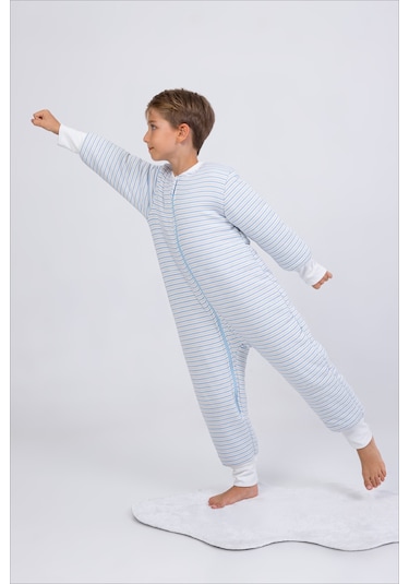 Erkek Çocuk Kalın Elyaf Dolgulu Premium Kalite 2.5 Tog Desenli Uyku Tulumu-mavi-sarı Mavi - Sarı