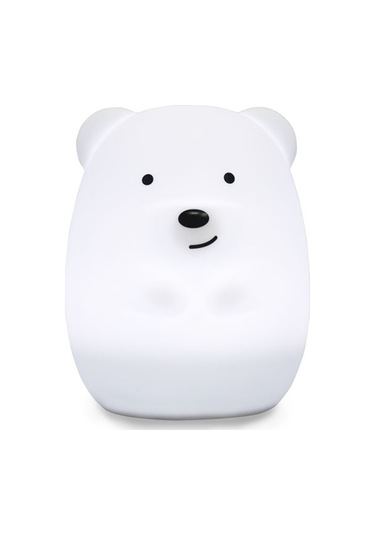 Qingmipy Sevimli Ayı Şekilli Renk Değiştiren Usb Şarjlı Gece Lambası - Çocuk Odası İçin Beyaz