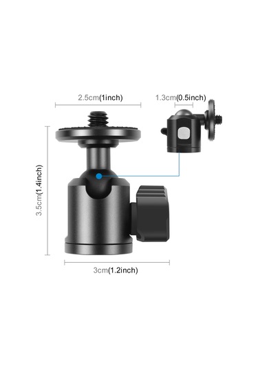 Sones Puluz 1/4 İnç İç Vida Metal Tripod Topuz Başlı Adaptör Düğme Kilidi Siyah