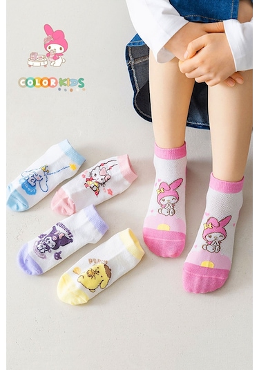 Color Socks 5 Çift Kız Çocuk Çizgi Karakterli Çorap Seti Extra Comfort Karışık