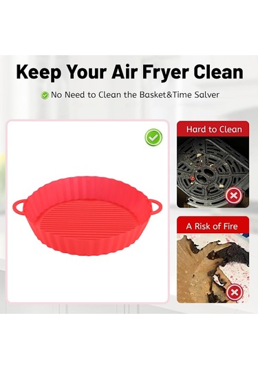 Airfryer Silikon Kap, Airfryer Silikon Fırın Tepsisi, Airfryer Tepsi Kırmızı