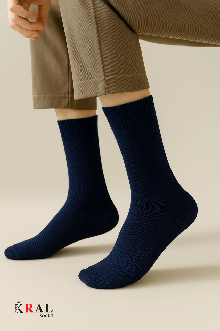 Termal Erkek 5 Çift Pamuklu Kışlık Havlu Karışık Renk Uzun Soket Çorap Asorti