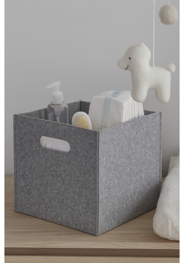 Yunusoğlu Home Çok Amaçlı Kullanım Keçe Organizer Dolap İçi Düzenleyici Saklama Kutusu Sepet Gri