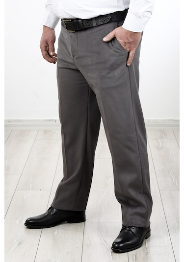 Neowit Erkek İçi Polarlı Yan Cep Klasik Kesim Kadife Pantolon Gri Melanj