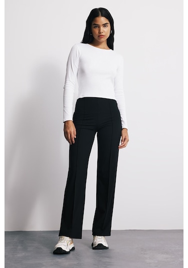 Babokah Toparlayıcı Ön Dikişli Flare Siyah Tayt Siyah