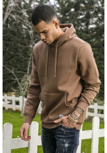 Buratti Regular Fit Kapüşonlu Kanguru Cepli Içi Tüylü Yumuşak Şardonlu Erkek Sweat 5905281 Sütlü Kahve