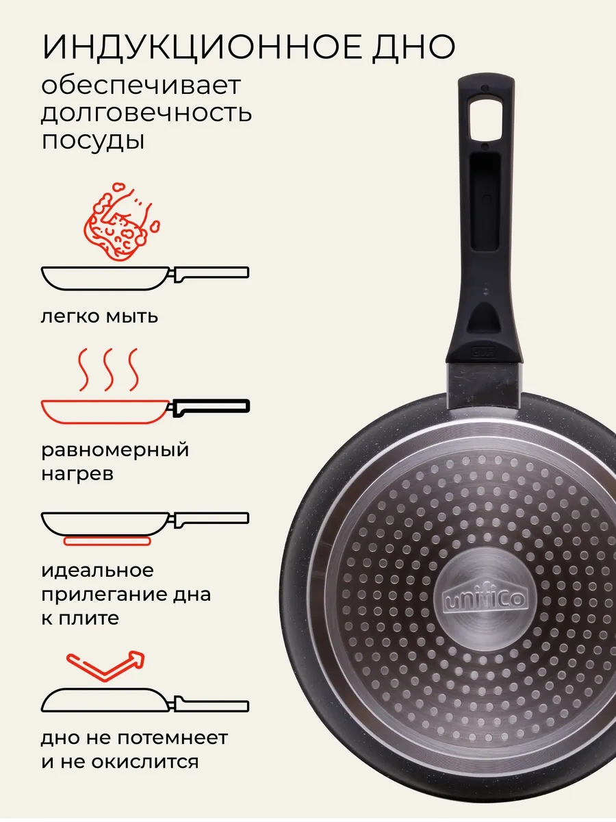 Unifico 20 Cm Marmo Nero İndüksiyonlu Ocak Tava Kapaklı 268896928 Siyah