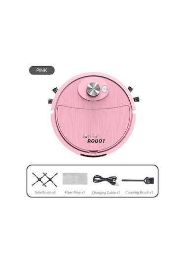 Symbee Akıllı Süpürme Robotu - 3'ü 1 Arada Süpürme, Emme Ve Silme, Usb Şarjlı, 400mah Pil, 360 Dönebilir Pembe