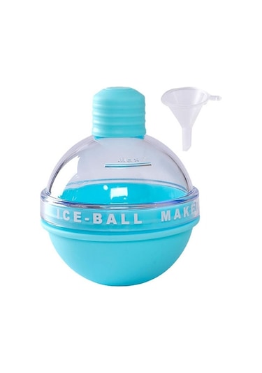 2 Adet Ev Viski Ampulü Buz Topu Buz Küpü Huni İle Silikon Kalıp Gök Mavisi Mavi