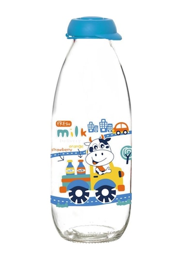 1 Litre Desenli Süt Şişesi Tren