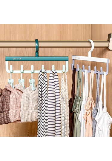 Ganzhoushop Elbise Askısı Döndürülebilir Kanca Askısı Yerden Tasarruf Sağlayan Çamaşır Kurutma Rafı Bedroomgreen Çok Renkli