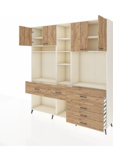 Hyperion Dolap 11 Raflı 6 Çekmeceli 4 Kapaklı 220x44x243 Aytaşı-çam/çam Atlas Çam/atlas Çam