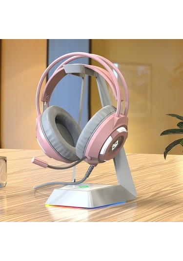 Primepickings Ajazz Ax120 Usb Kablolu 3.5mm Stereo Oyun Kulaklığı, Gürültü Önleyici, Mikrofonlu, 50mm Sürücü, Pembe, Mükemmel Ses