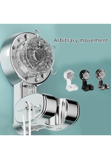 Globalbloom Siyah Ayarlanabilir Vantuzlu Duş Başlığı Askısı Delme İhtiyacı Yok Döner Askılı Siyah