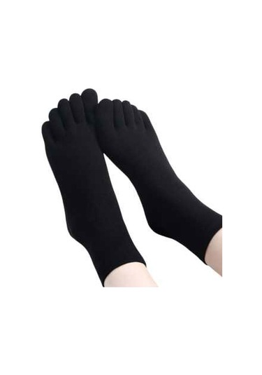 Tezzgelsin Unisex 6'lı Bambu  Çorabı Parmak Çorap 36-44 Numara Siyah