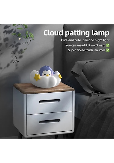 H48018wpu Sevimli Qq Ayı Penguen Gece Lambası Taşınabilir Silikon Beyaz Diğer