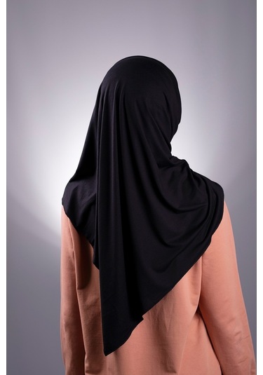 Siyah Düz Klasik Şal Viskon Kumaş Likralı Penye 202101_01 Siyah