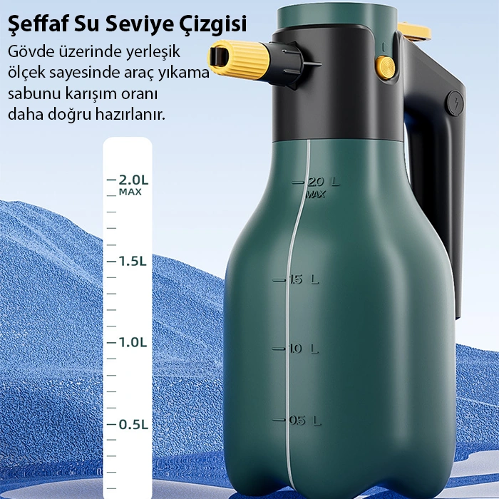 Ally 2l Yüksek Basınçlı Şarjlı Köpük Makinası Oto Yıkama Pompası Köpük Püskürtücü