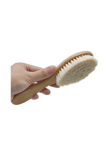 Vkemall Ağaç Saplı Yumuşak Yün Bebek Saç Fırçası - Kuru Saç Bakımı Ve Kafa Derisi Masajı İçin Güvenli Kullanım