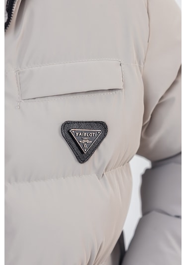 Nova Kumaş Kapüşonlu Erkek Çocuk Kışlık Mont Km2509 Bej