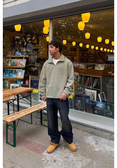 Flaw Eskitme Model Çizgili Baggy Jean Koyu Lacivert Koyu Lacivert