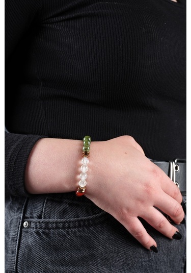 Ssilhoutte Doğaltaş Sertifikalı Kova Burcu Doğal Taş Kadın&erkek Bileklik Ametist,yeşim,mavi Ve Kırmızı Akik Çok Renkli