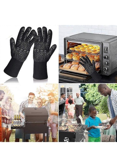 Izgara Eldivenleri Fırın Eldivenleri 800 C'ye Kadar Isıya Dayanıklı Pişirme Eldivenleri