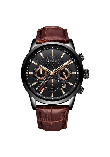 Dış Ticaret Lıge Erkek Spor Kuvars Saat Su Geçirmez Çelik Kemer Çift Göz Çok Fonksiyonlu Saat İş Saati Kemer Siyah Gül Diğer