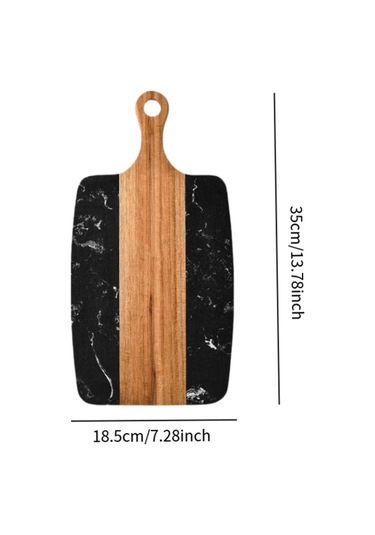 Suntek Kesme Tahtası Ahşap Mermer Barbekü Servis Çok Amaçlı Siyah