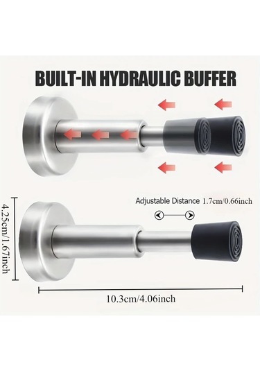 Sunshine011 1 Adet Duvara Monte Hidrolik Kapı Tutucu, Gümüş Renk, Delme Çivileme Yok
