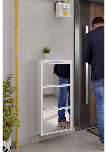 Ceha 3'lü Metal Ayakkabılık Kar Beyaz/Aynalı K.AYK-3/A/P9003