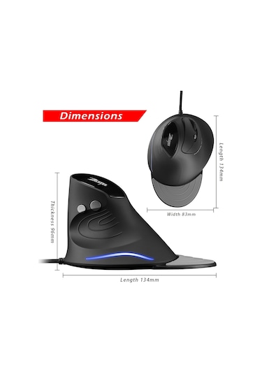 Zelotes T30 6 Tuşlu Dikey Kavramalı Çıkarılabilir Ergonomik Kablolu Fare 7 Renkli Solunum Işığı Diğer