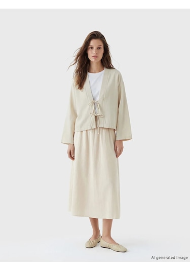 Lc Waikiki Bej Şal Yaka Oversize Kadın Kimono
