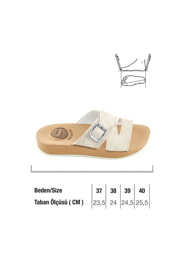 Gezer Kadın Yazlık Alt Taban Pu Suni Deri Tek Toka Ayarlanabilir Rahat Masaj Taban Günlük Terlik Bej