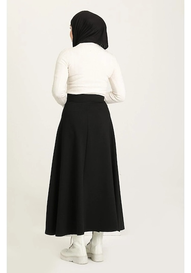 Puf Scuba Kloş Etek Siyah