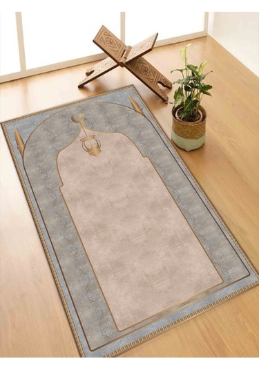 Seccade Diz Ağrıtmayan Yumuşak Halı Seccade Namazlık Mavi