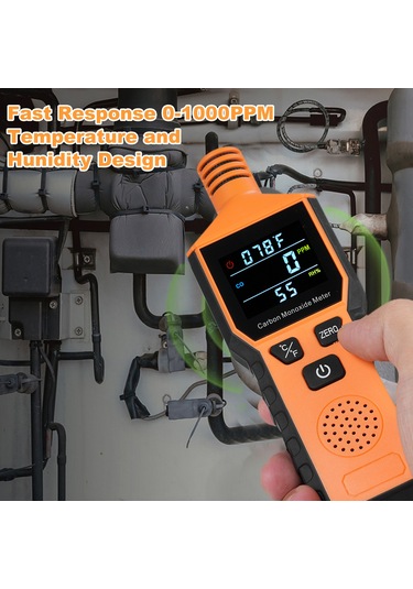 Symbee Co801 Portatif Karbon Monoksit Testeri - Isı Ve Nem Ölçer, Ev/outdoor/karavan Uygun, 75db Alarm, Turuncu Pil Yok