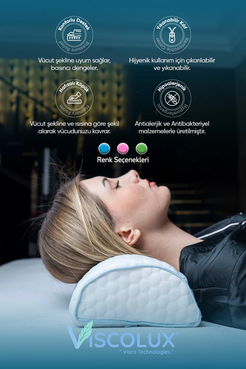 Çok Amaçlı Ortopedik Visco Yastık - Horlama Yastığı Hamile Yastığı 42x18x9 Mavi