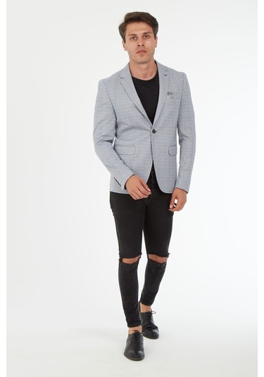 Sposo 5127 Dar Kalıp Yarım Astarlı Koyu Gri Erkek Blazer Ceket Koyu Gri