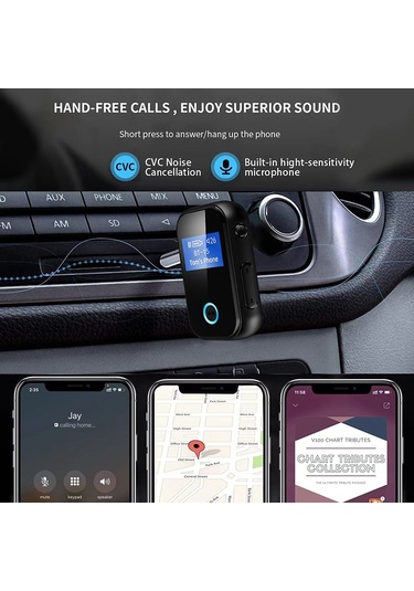 Cbtx Bt15s Bluetooth Alıcısı Lcd Ekran Aux Adaptörü Araç Adaptörü İle Cvc 8.0 Gürültü Önleyici