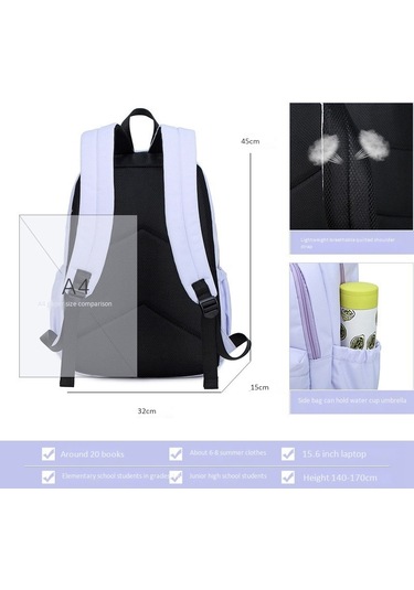 Kedi Baskı Kadın Okul Genç için Rahat Sevimli Su Geçirmez Sırt Çantası Siyah