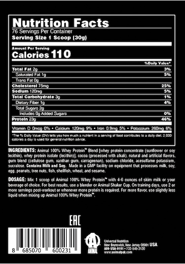 Universal Animal Whey Protein Çikolata Aromalı 2,3 Kg Çikolata
