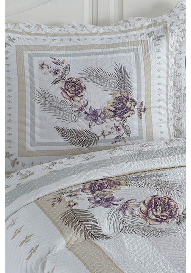 Asya Lila Çift Kişilik Kapitone Yatak Örtüsü