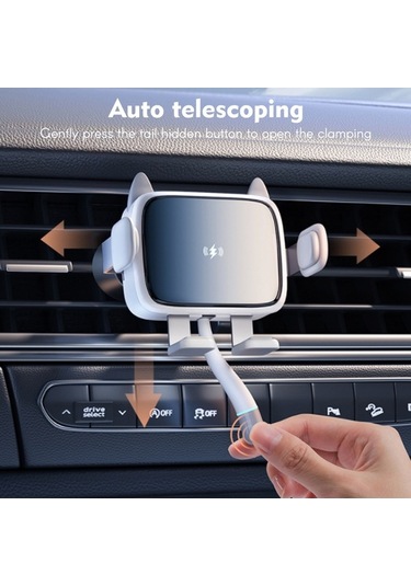 Besthome1 15w Hızlı Şarjlı Otomatik Açılır Kapanır Araç Telefon Tutucu Siyah Siyah