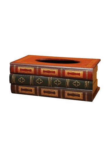 Xiyyadms Kahve Renkli Sanal Kitap Desenli Masaüstü Mendil Kutusu - Kafe Restoran Dekoratif Mendil Saklama Kutusu 4001b