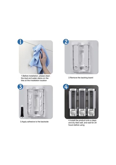 Reedark Duvar Tipi 3'lü El Yağmuru Dispenseri - Duş Jeli, Şampuan Ve Sabun İçin Manuel Basma, Delme Yok, Elektroplated Renk, 300ml Her Bir Kabın Hacmi Çok Renkli