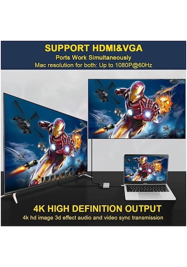 Type-C To 4K Hdmi Vga Usb 3.0 Otg Audio Ses Çevirici Kablo 5 In 1 (533635045)